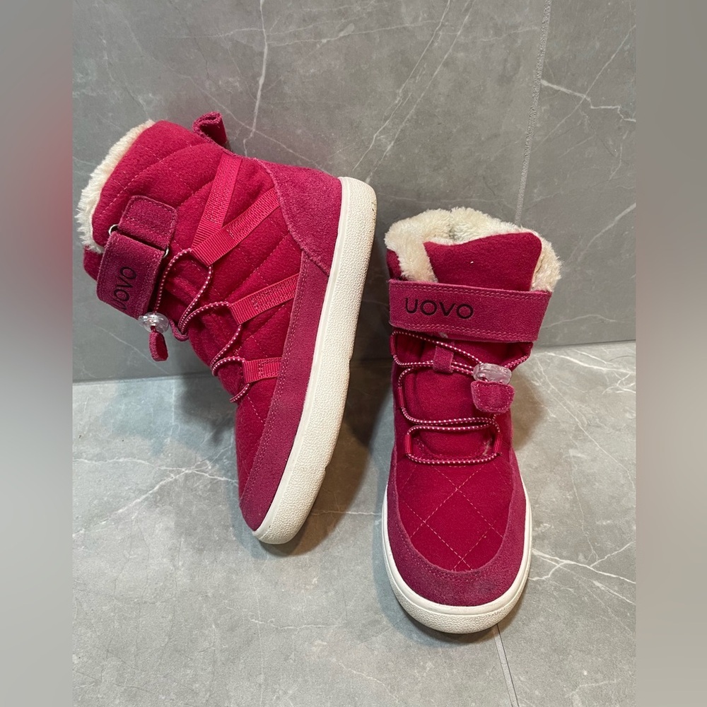 UOVO Kids Pink Quilted Faux-Fur Winter Boots